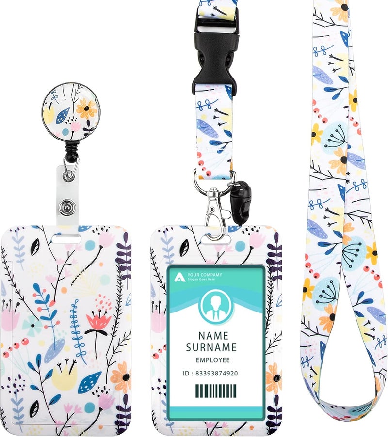 Hinsly ID Badge Holder with Lanyard, Retractable Badge Holders Reels with Lanyards Adjustable, for Women Kids Teacher Nurses Doctor Student - Image 1